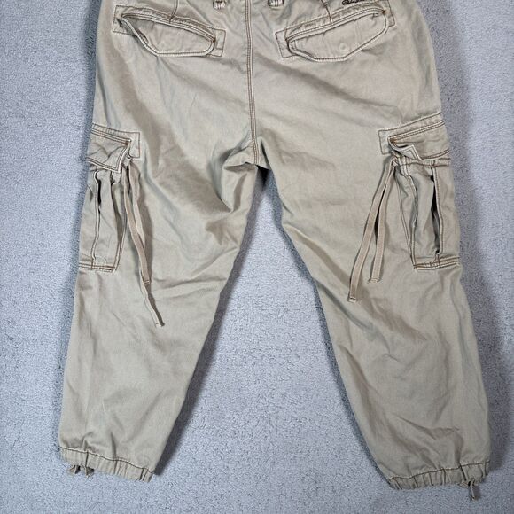 Polo Jeans Co Ralph Lauren Cargo Capris Women Size 32x21 Khaki Tie Ankle Utility - Picture 13 of 14